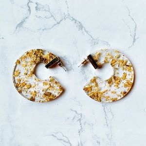Gold Acrylic Flat Hoop Earrings
